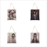 Cute Girl Double Side Print Foldable Shopping Bag Eco-friendly Book Handbag