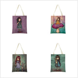 Cute Girl Double Side Print Foldable Shopping Bag Eco-friendly Book Handbag
