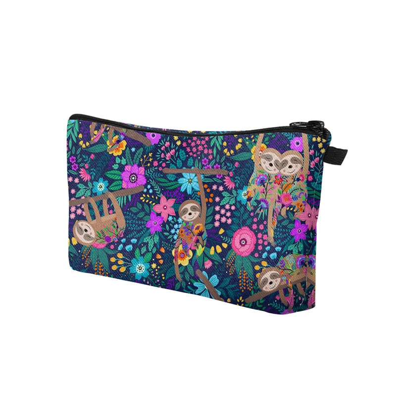 Monkey Printed Pencil Bag and Cosmetics Organizer for Travel