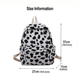 Plush Women Backpack Cow Spotted Travel Bag College School Bag