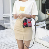 Small Square Shoulder Bag PU Leather Crossbody Tassel Messenger Bag