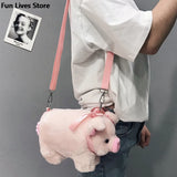 Shoulder Bag Pig Handbags Women Plush Soft Purse Cartoon Phone Money Wallet