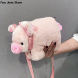 Shoulder Bag Pig Handbags Women Plush Soft Purse Cartoon Phone Money Wallet