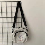 Women Canvas Shoulder Bag Handbags Student Phone Bag Cartoon Printing Crossbody