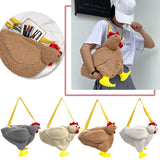 Cute Plush Hen Shoulder Bag Zipper Crossbody Messenger Bag
