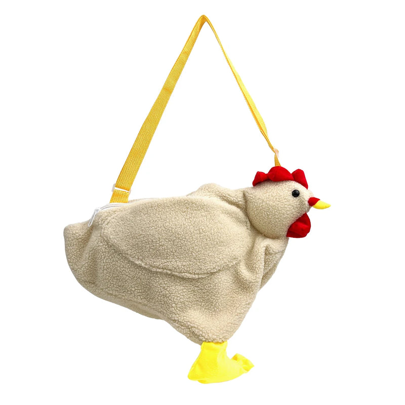 Cute Plush Hen Shoulder Bag Zipper Crossbody Messenger Bag