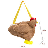 Women Plush Zipper Shoulder Bag Hen Shape Crossbody Bag
