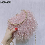 Heart Shaped Evening Clutch Bag Tassel Wedding Banquet Purse for Ladies