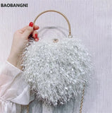 Heart Shaped Evening Clutch Bag Tassel Wedding Banquet Purse for Ladies