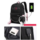 USB Charging Backpack Women School Bag Youth College Leisure