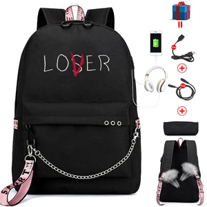 USB Charging Backpack for Teenage Girls College School Bag