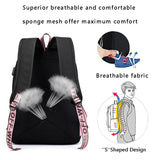 USB Charging Backpack Women BookBag Youth Leisure College Canvas Bag