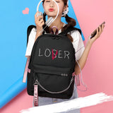 USB Charging Backpack Women BookBag Youth Leisure College Canvas Bag