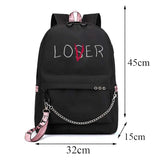 USB Charging Backpack Women BookBag Youth Leisure College Canvas Bag