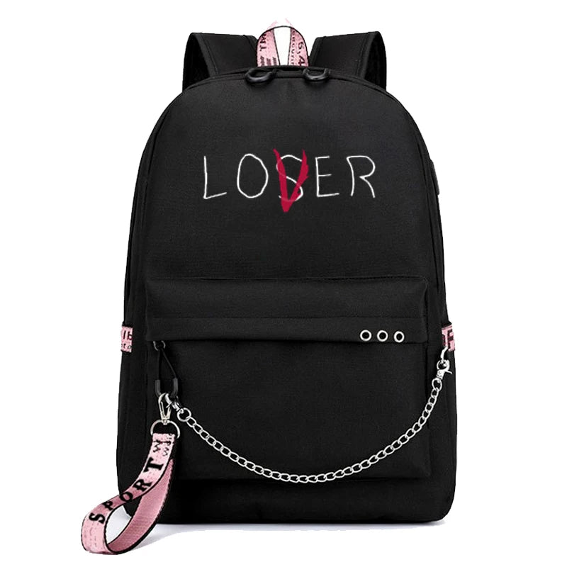 USB Charging Backpack Women BookBag Youth Leisure College Canvas Bag