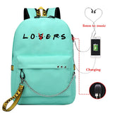 Shoulder School Backpack Personality Letters Print Travel Bags Girl Candy