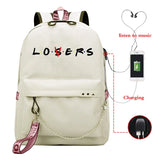 Shoulder School Backpack Personality Letters Print Travel Bags Girl Candy