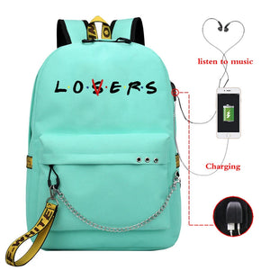 Shoulder School Backpack Personality Letters Print Travel Bags Girl Candy