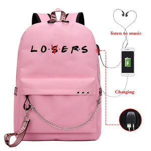 Shoulder School Backpack Personality Letters Print Travel Bags Girl Candy