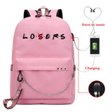 Shoulder School Backpack Personality Letters Print Travel Bags Girl Candy