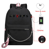 Shoulder School Backpack Personality Letters Print Travel Bags Girl Candy