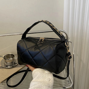 Lozenge Chains Shoulder Bag PU Leather Pillow Crossbody Bag Small Messenger Hand
