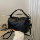 Lozenge Chains Shoulder Bag PU Leather Pillow Crossbody Bag Small Messenger Hand