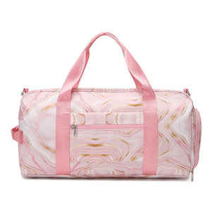 Wet Dry Separation Travel Duffle with Shoe Bag and Cosmetic Organizer for Women