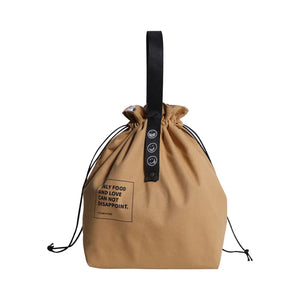 Canvas Lunch Bag Drawstring Insulated Cold Storage Camping Student Office