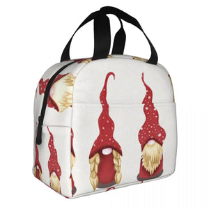 Christmas Gnomes Insulated Lunch Bag Tote Cooler Bento Pouch
