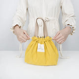 Corduroy Canvas Lunch Bag Drawstring Picnic Tote Eco Cotton Cloth Handbag