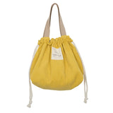 Corduroy Canvas Lunch Bag Drawstring Picnic Tote Eco Cotton Cloth Handbag