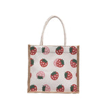 Cartoon Canvas Lunch Bag for Women, Portable Office Worker Tote HandBag