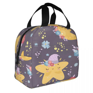 Moon Stars Lunch Bag Thermal Insulated Tote Cooler Bento Pouch Food Storage