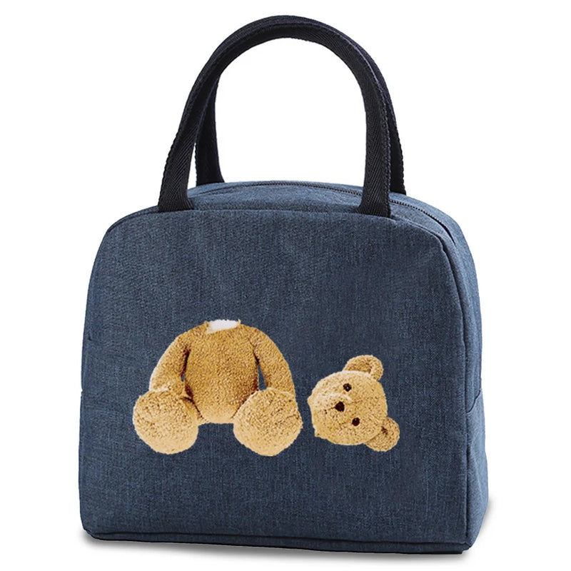 Bear Print Thermal Lunch Bag Insulated Portable Food Storage Tote