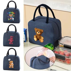 Bear Print Thermal Lunch Bag Insulated Portable Food Storage Tote