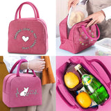 Food Print Canvas Lunch Bag Insulated Cooler Tote Portable Organizer