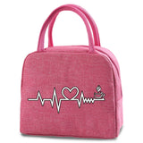 Food Print Canvas Lunch Bag Insulated Cooler Tote Portable Organizer
