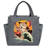 Insulated Japan Cat Print Lunch Bag Thermal Portable Bento Pouch High Capacity