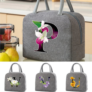 Insulated Picnic Lunch Bag Floral Print Bento Pouch Food Storage