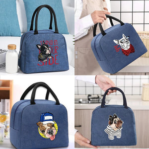 Dog Pattern Lunch Bag Insulated Cooler Tote Unisex Handbag