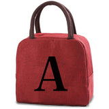 Initials Print Lunch Bag Insulated Thermal Tote Travel Bento Pouch Handbag
