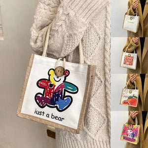 Canvas Lunch Bag Multicolor Thermal Breakfast Box Waterproof Portable Picnic