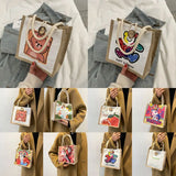 Canvas Lunch Bag Multicolor Thermal Breakfast Box Waterproof Portable Picnic