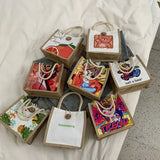 Canvas Lunch Bag Multicolor Thermal Breakfast Box Waterproof Portable Picnic