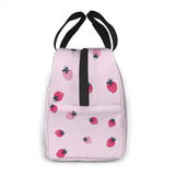 Pink Strawberry Pattern Insulated Lunch Box Tote Cooler Bag