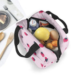 Pink Strawberry Pattern Insulated Lunch Box Tote Cooler Bag