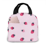 Pink Strawberry Pattern Insulated Lunch Box Tote Cooler Bag