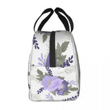 Purple Flower Thermal Insulated Lunch Bag Tote Cooler