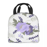 Purple Flower Thermal Insulated Lunch Bag Tote Cooler